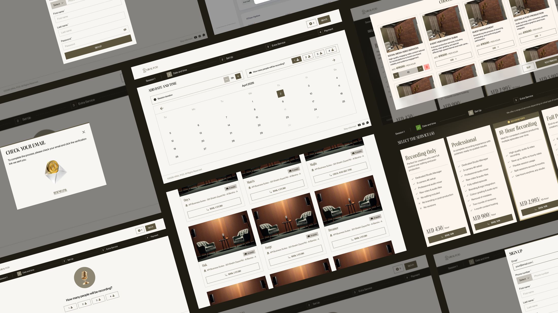 Viral Pod interface screens